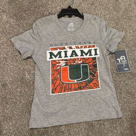 team athletics Other - New Miami Hurricanes V neck gray girls t shirt Small S 6/6X University